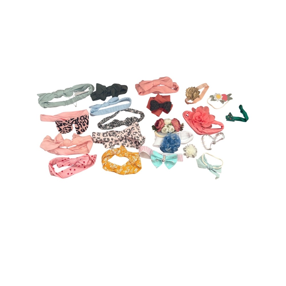 Infant Baby Girl Headband Wardrobe Lot of 21 Cute Accessories many Styles Colors